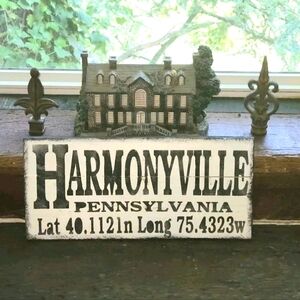 HARMONYVILLE, PA RUSTIC WOOD TOWN SIGN